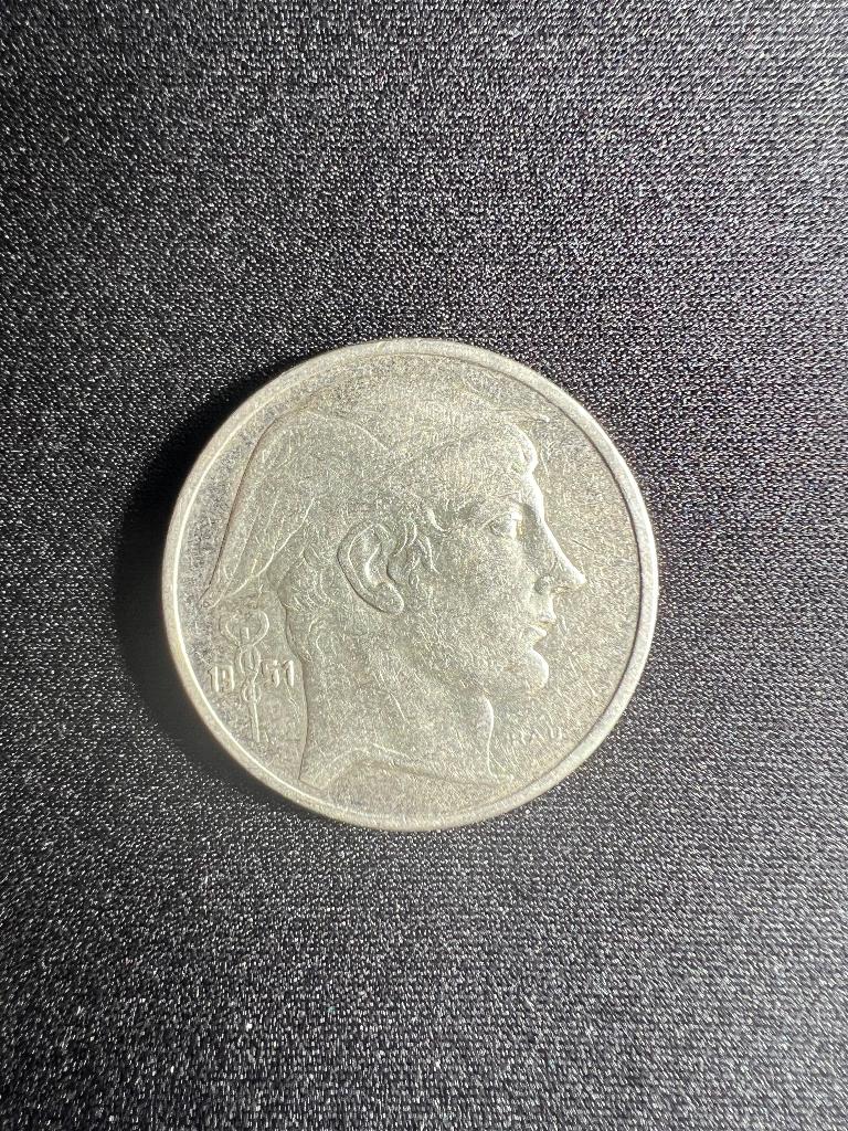 munt BE 50fr mercurius hoofd zilver 1951, Postzegels en Munten, Munten | België, Zilver, Ophalen of Verzenden, Losse munt, Zilver