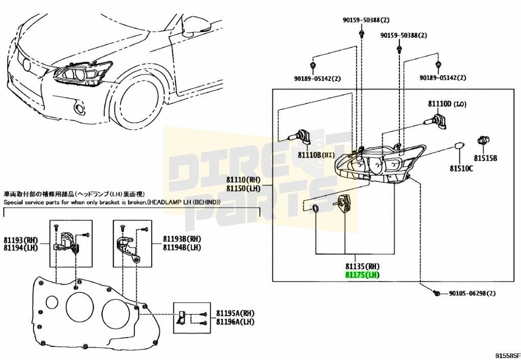 Lexus CT200h (1/18-) Koplamp Links Origineel! 8110676190, Neuf, -, -, Lexus