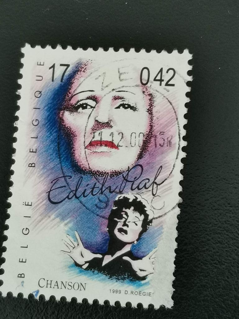 Belgie 1999 - 20e eeuw - muziek - zangeres Edith Piaf, Ophalen of Verzenden, Gestempeld, Muziek