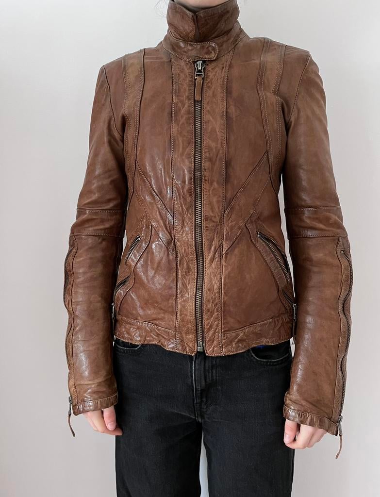 Leren jas Chevignon S, Enlèvement, Porté, Taille 36 (S), Brun