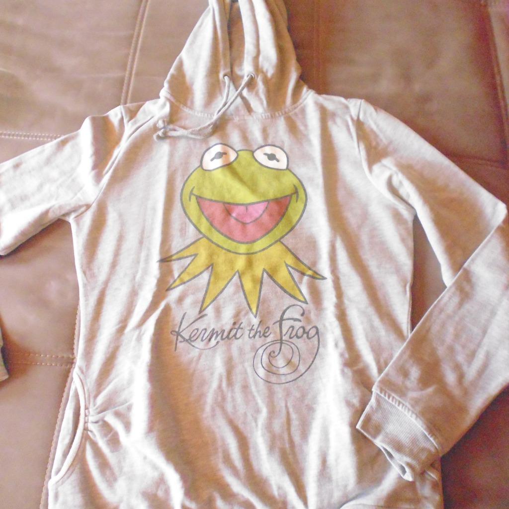 grijze trui met kap print KERMIT medium, Ophalen of Verzenden