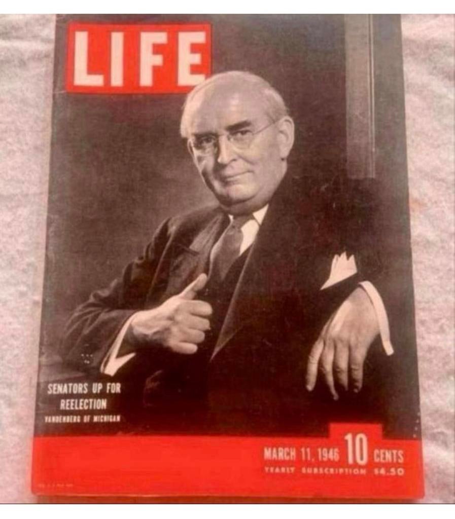 Life Magazine 11 Maart 1946 Senator vandenberg of Michigan, Verzamelen, Tijdschriften, Kranten en Knipsels, Ophalen of Verzenden