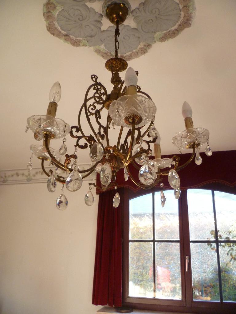 OUDE KOPEREN LUSTER MET CRISTAL, Enlèvement