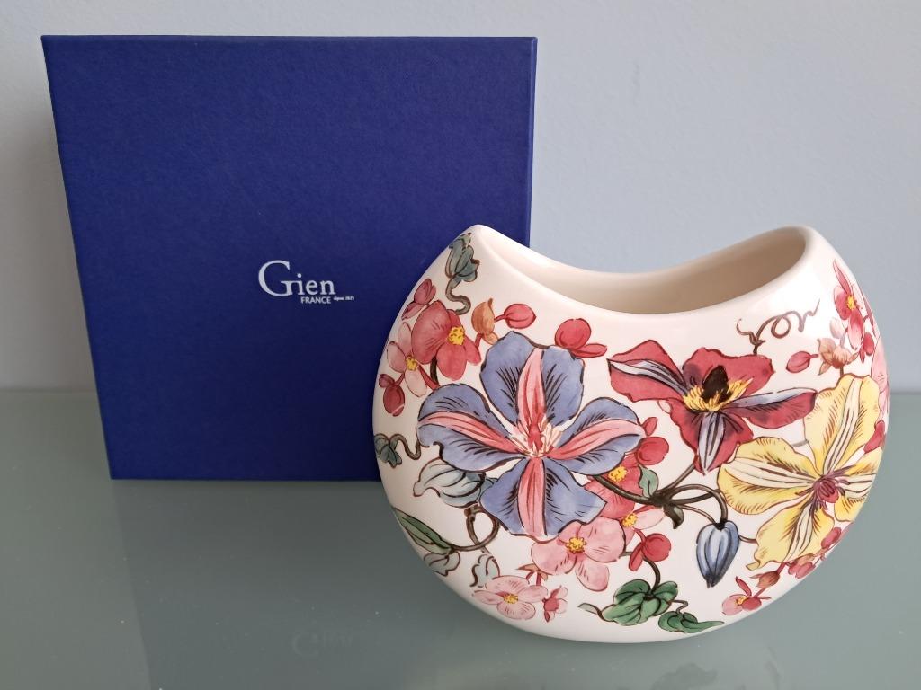 Vintage halve maan vaas van Faience de Gien, Antiek en Kunst, Ophalen of Verzenden