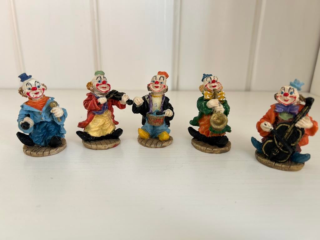 Lot van 5 clowntjes met muziekinstrument., Verzamelen, Ophalen of Verzenden, Gebruikt