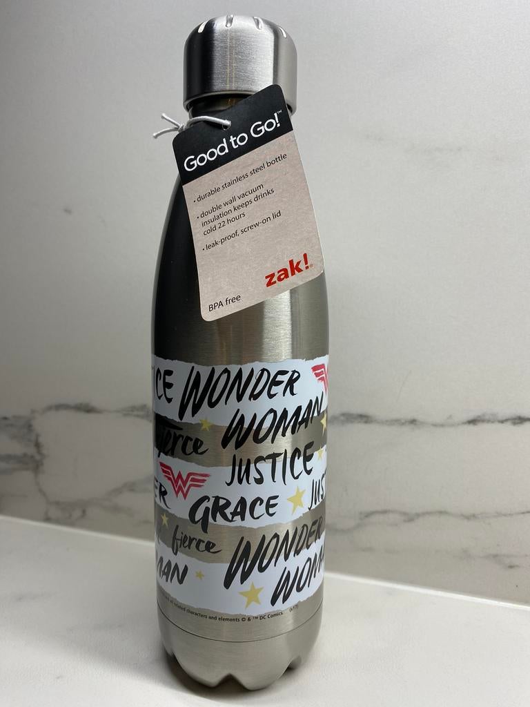 Waterfles Zak DC Comics van roestvrij staal - Wonder Woman, Sport en Fitness, Ophalen of Verzenden, Nieuw