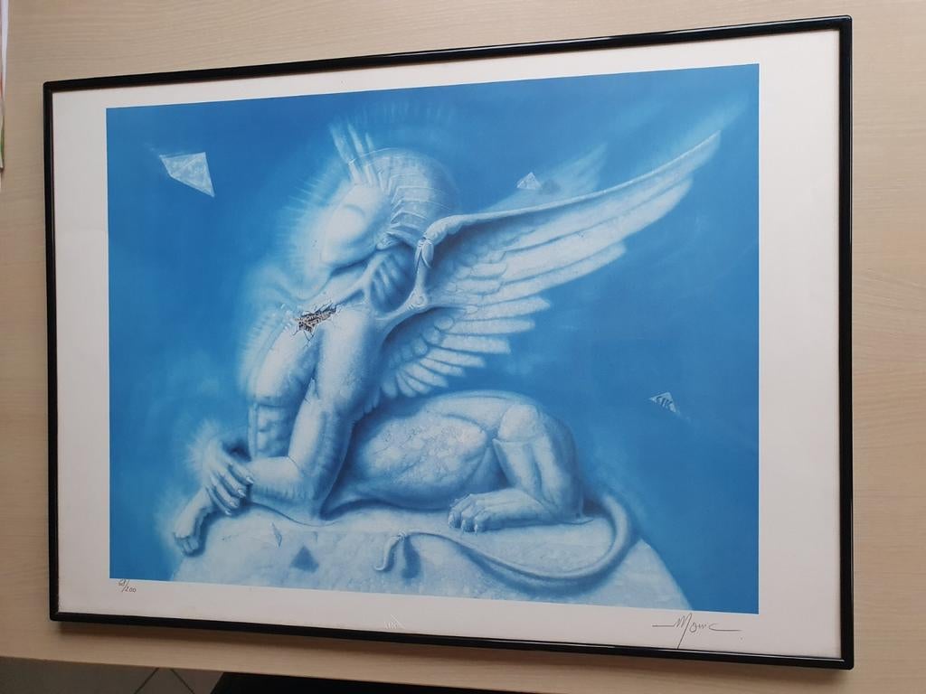 Daniel Monic: lithografie "De Sfinx". Ingekaderd., Enlèvement