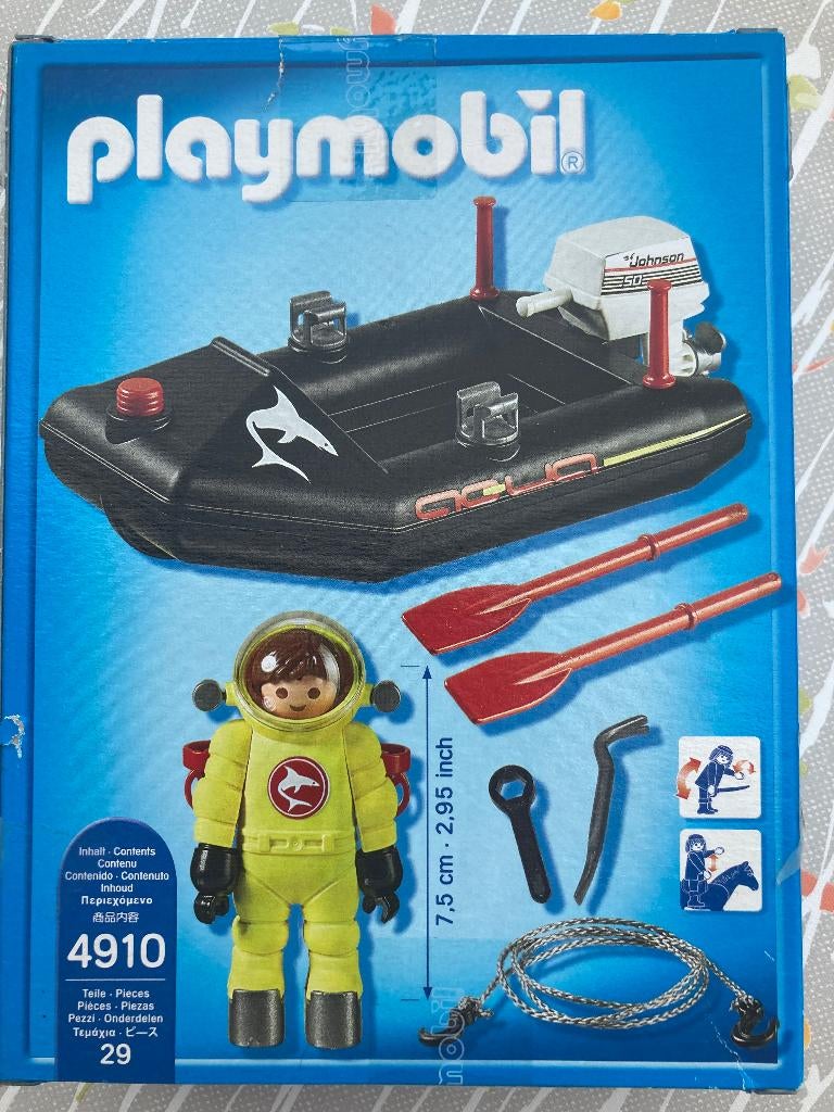 Playmobil 4910 zodiac met duiker - in originele doos, Enlèvement ou Envoi, Comme neuf, Ensemble complet
