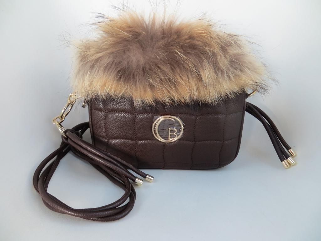 Sac à main Caroline Biss marron avec fausse fourrure, Bijoux, Sacs & Beauté, Enlèvement ou Envoi, Neuf, Brun, Sac à main