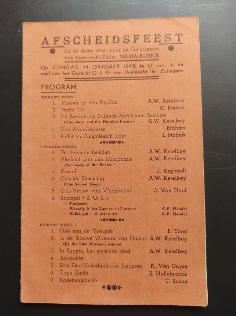 Afscheid feest bij de eerste afreis naar Congo te Zottegem, Boeken, Ophalen of Verzenden