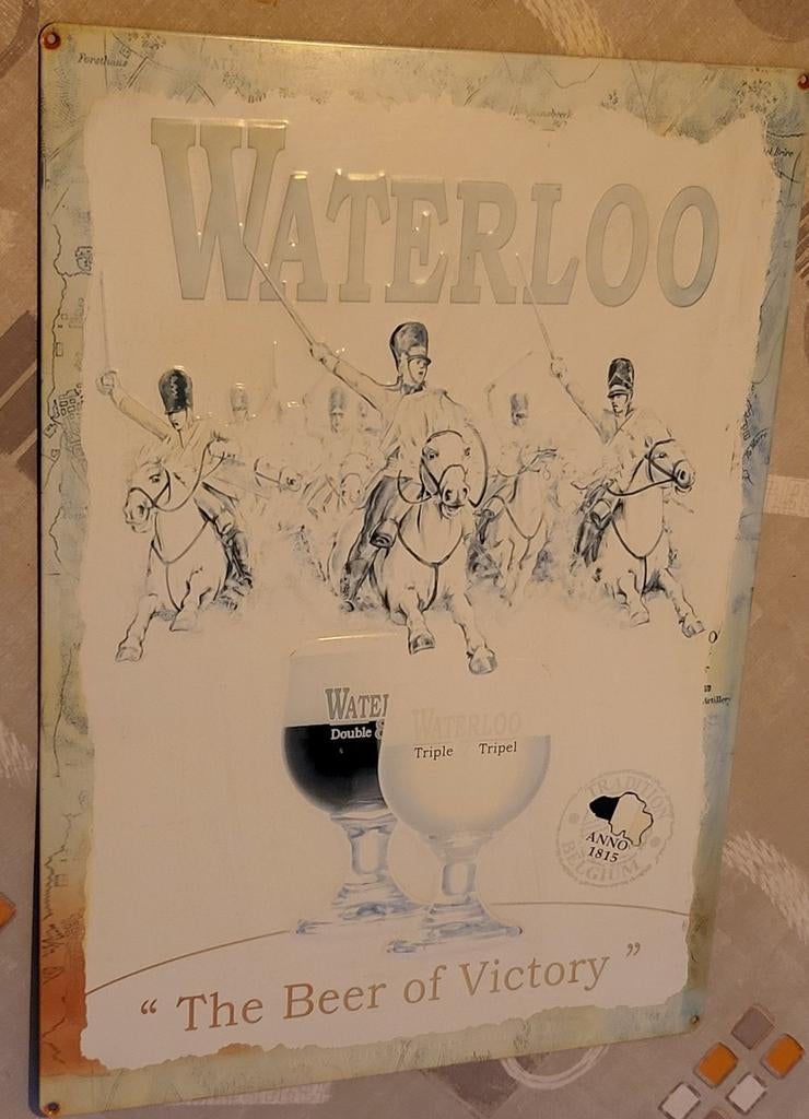 Waterloo metalen publiciteitsbord, Verzamelen, Biermerken, Ophalen of Verzenden, Zo goed als nieuw