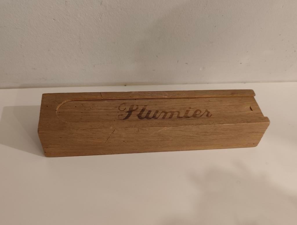 Ancien plumier en bois vintage 23 cm. Parfait état, Enlèvement ou Envoi, Comme neuf