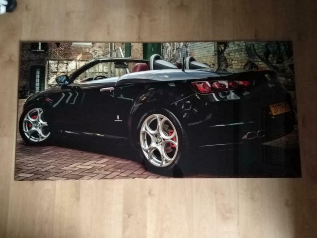 Aluminium canvas alfa romeo spider, Huis en Inrichting, Woonaccessoires | Schilderijen, Tekeningen en Foto's, 50 tot 75 cm, Ophalen of Verzenden