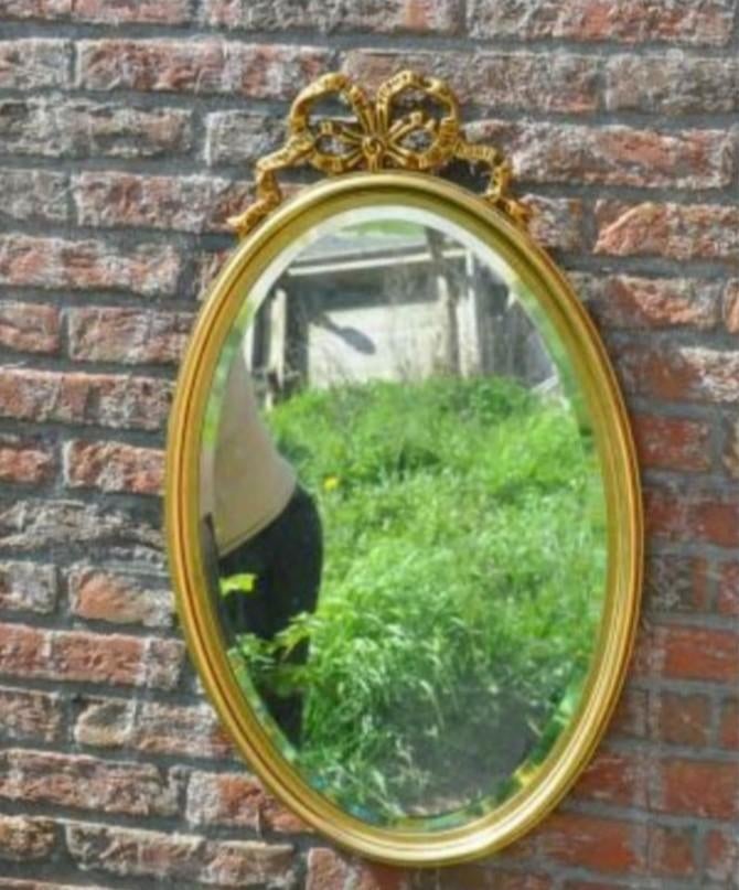 Miroir a la cocarde tour resine doré, Ophalen of Verzenden