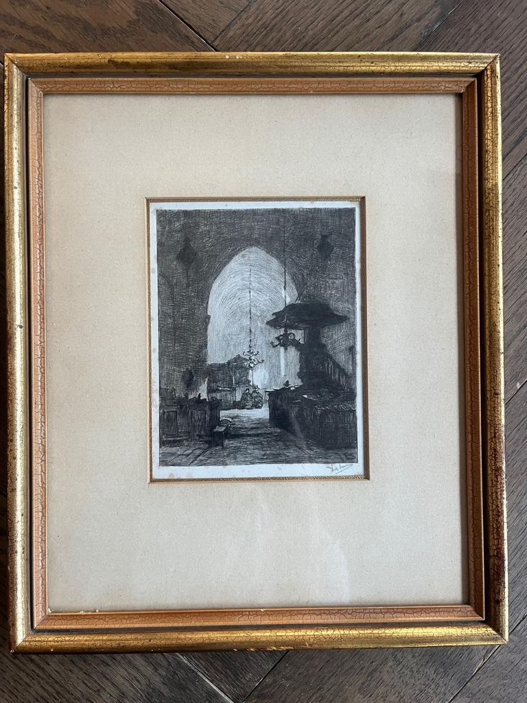 Bijzonder Antieke  Ets Marius Bauer, Ophalen of Verzenden
