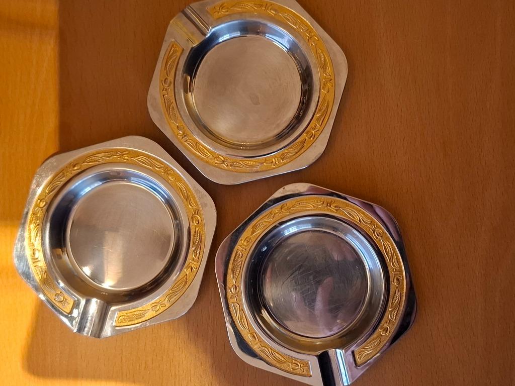 asbak 3 stuks inox circa 9cm diameter, Ophalen of Verzenden, Gebruikt, Asbak