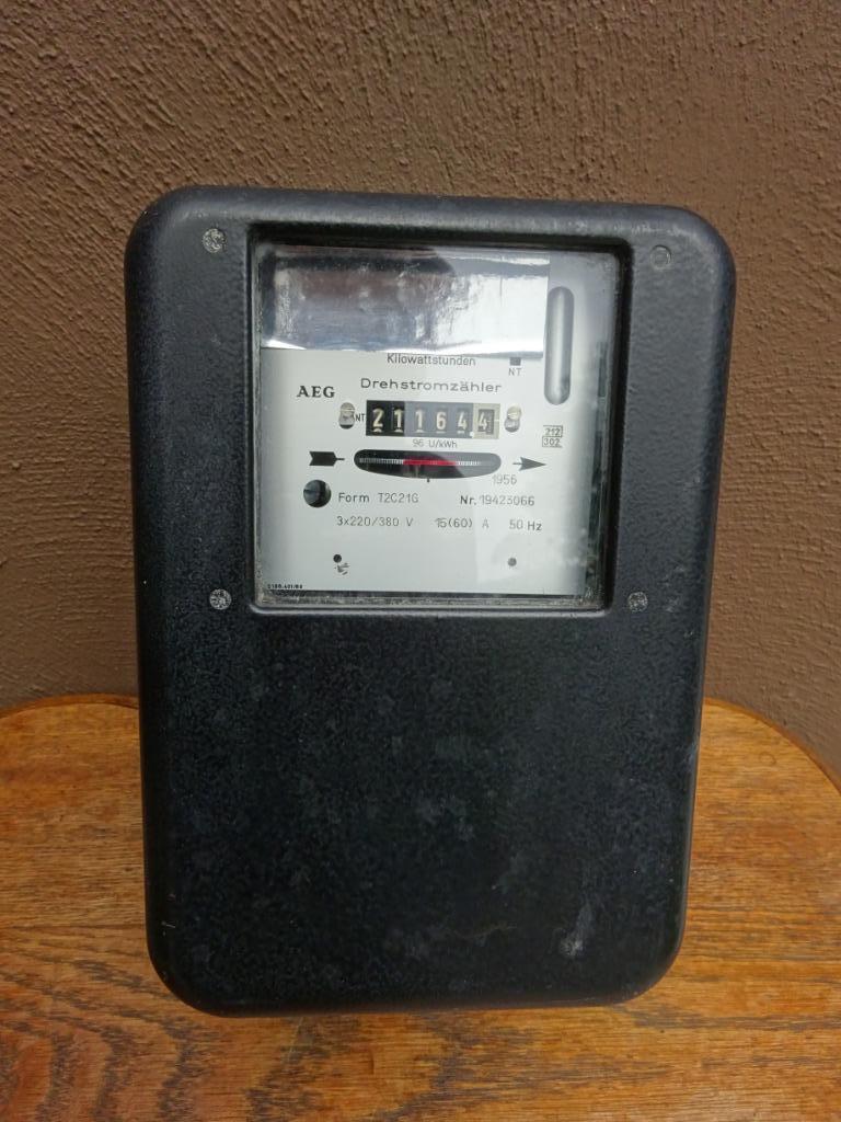 Electrometer vintage antiek Drehstromzähler, Antiek en Kunst, Ophalen of Verzenden