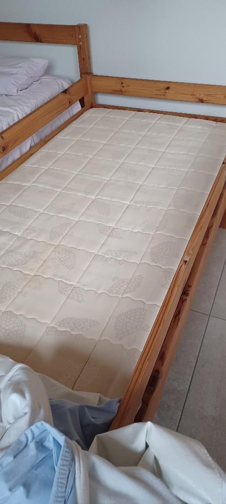houten eenpersoonsbed met matras en lattoflex, Huis en Inrichting, Slaapkamer | Bedden, Ophalen, Gebruikt, 90 cm, Eenpersoons