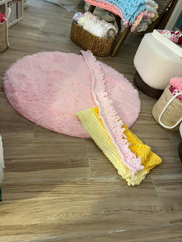 Tapis rose ou mauve rond 100cm 80cm 60cm, Enlèvement ou Envoi