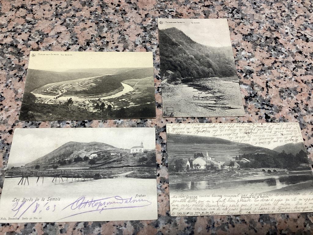 Lot de 4 cartes postales anciennes villages : Semois, Enlèvement ou Envoi, 1920 à 1940, Affranchie, Namur