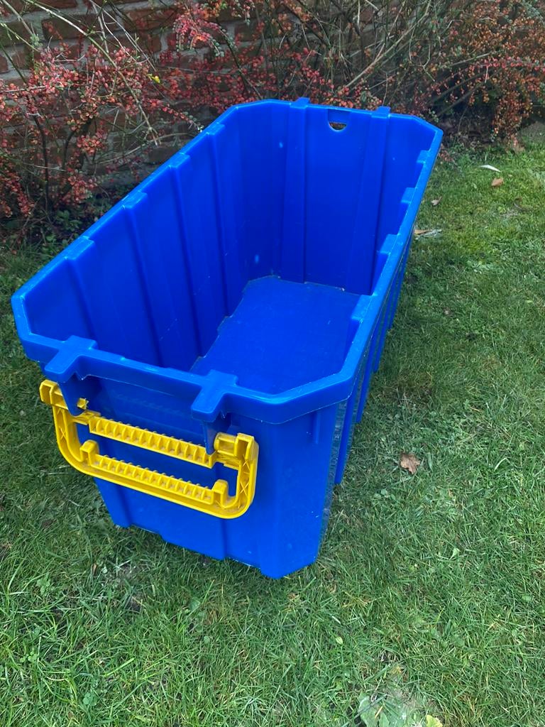 Plastieken bewaarbak op wieltjes blauw speelgoedkist, Kinderen en Baby's, Ophalen of Verzenden