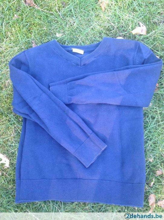 Effen marineblauwe v-hals trui, uniform, maat 116, Enlèvement ou Envoi, Utilisé, Garçon ou Fille, Pull ou Veste