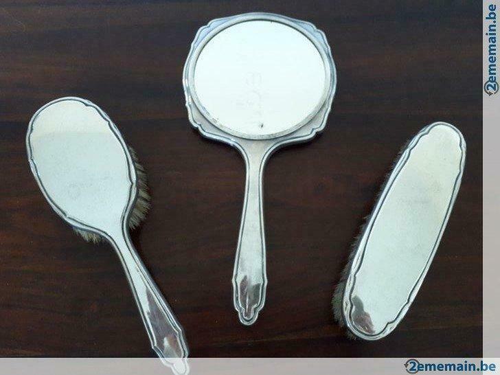 Ensemble face à main miroir argent vintage scandinave Nysolv, Antiquités & Art