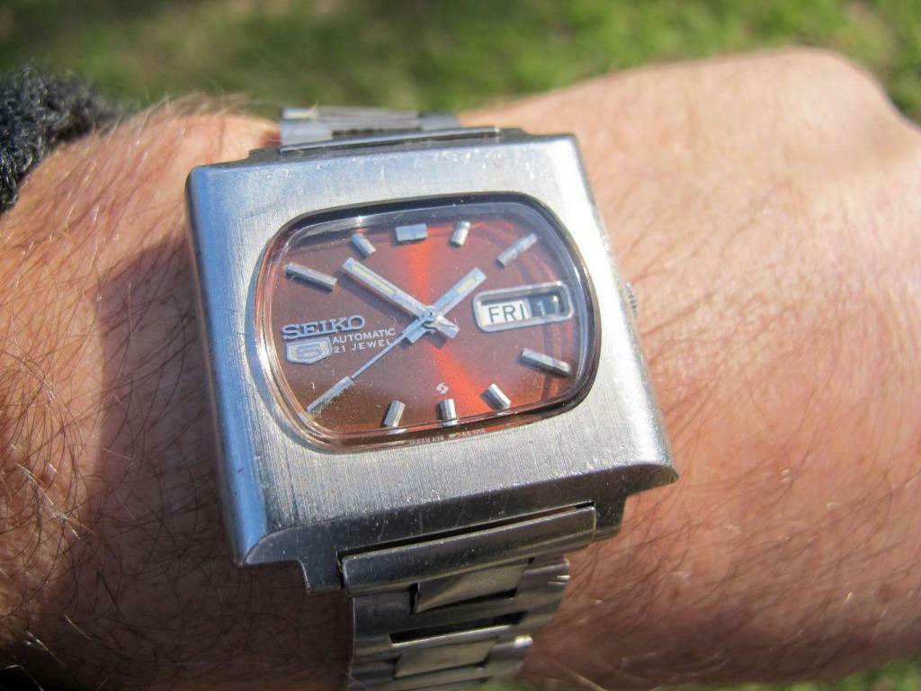 Vintage Seiko 5 automatique 6119-5400 DD 1974 bracelet d'ori, Enlèvement ou Envoi, Utilisé