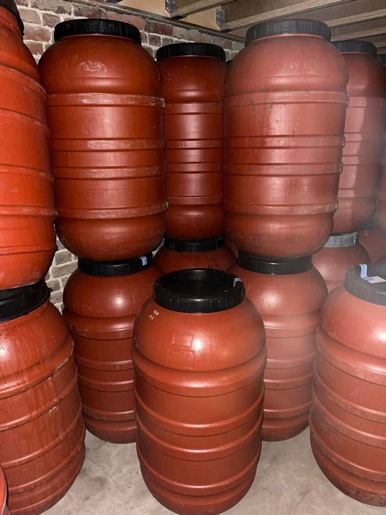 Baril fut bidon plastique, couvercle à visser (alimentaire), Enlèvement ou Envoi, Bois