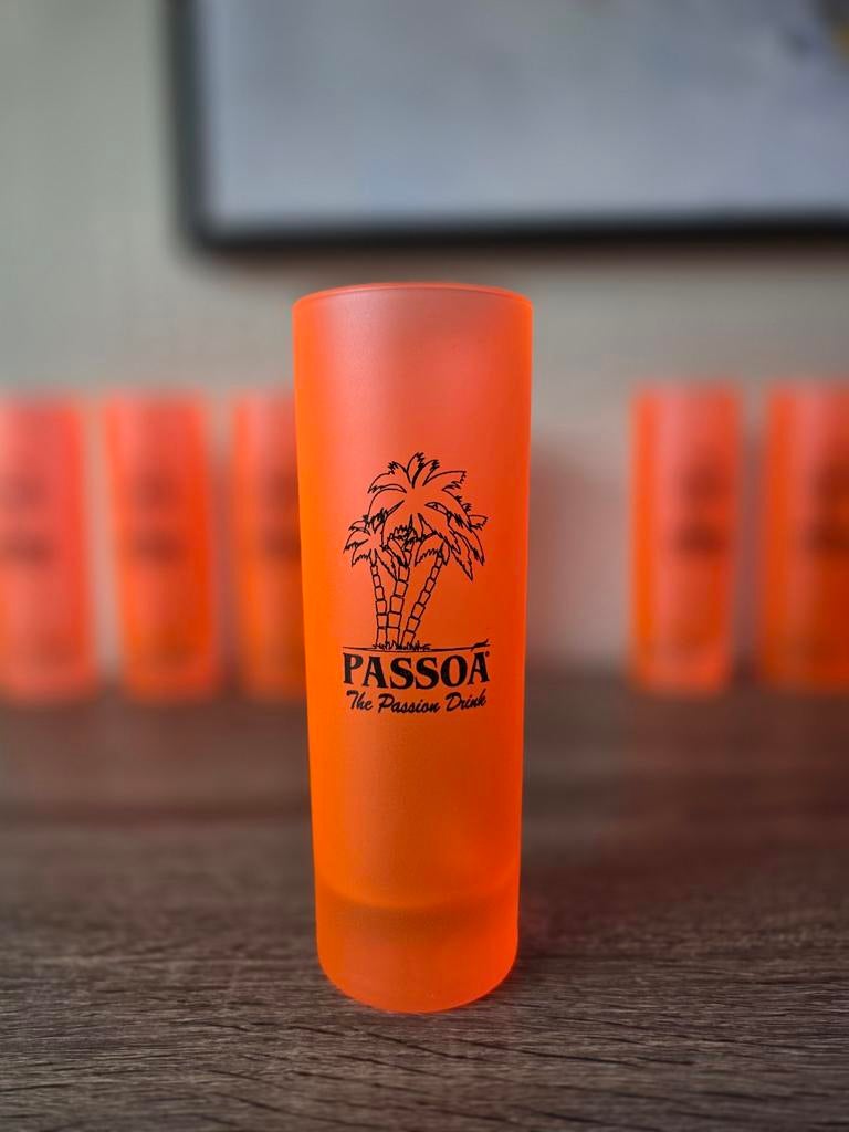 “Vintage Passoã longdrinkglazen – frosted neon oranje – 8st, Enlèvement ou Envoi