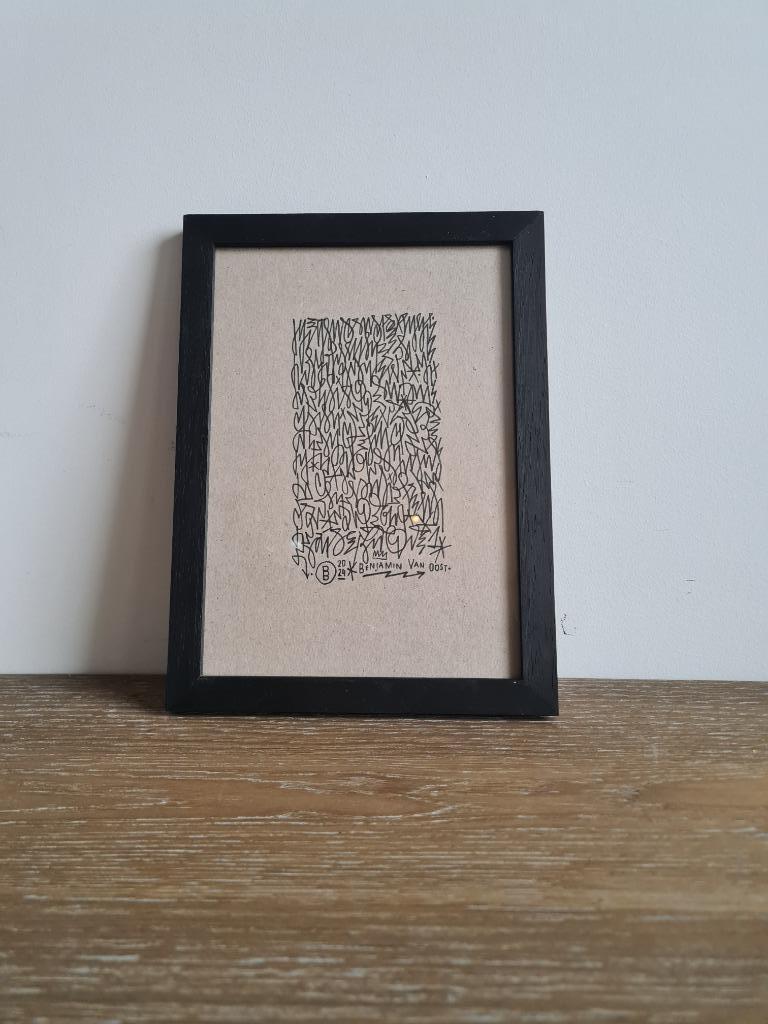 Origineel Werk Benjamin van Oost in Fotokader 17x23cm, Antiek en Kunst, Kunst | Schilderijen | Modern, Ophalen of Verzenden