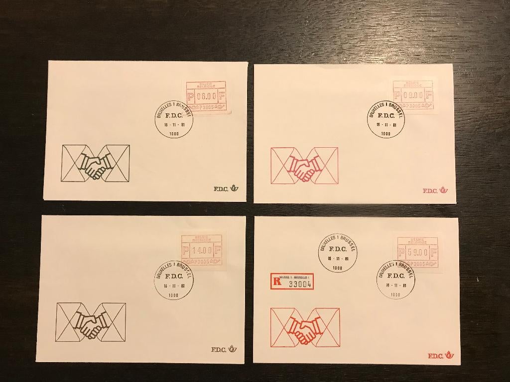 Enveloppe FDC (4 pièces) - Bruxelles I Brussels, Enlèvement ou Envoi, Enveloppe