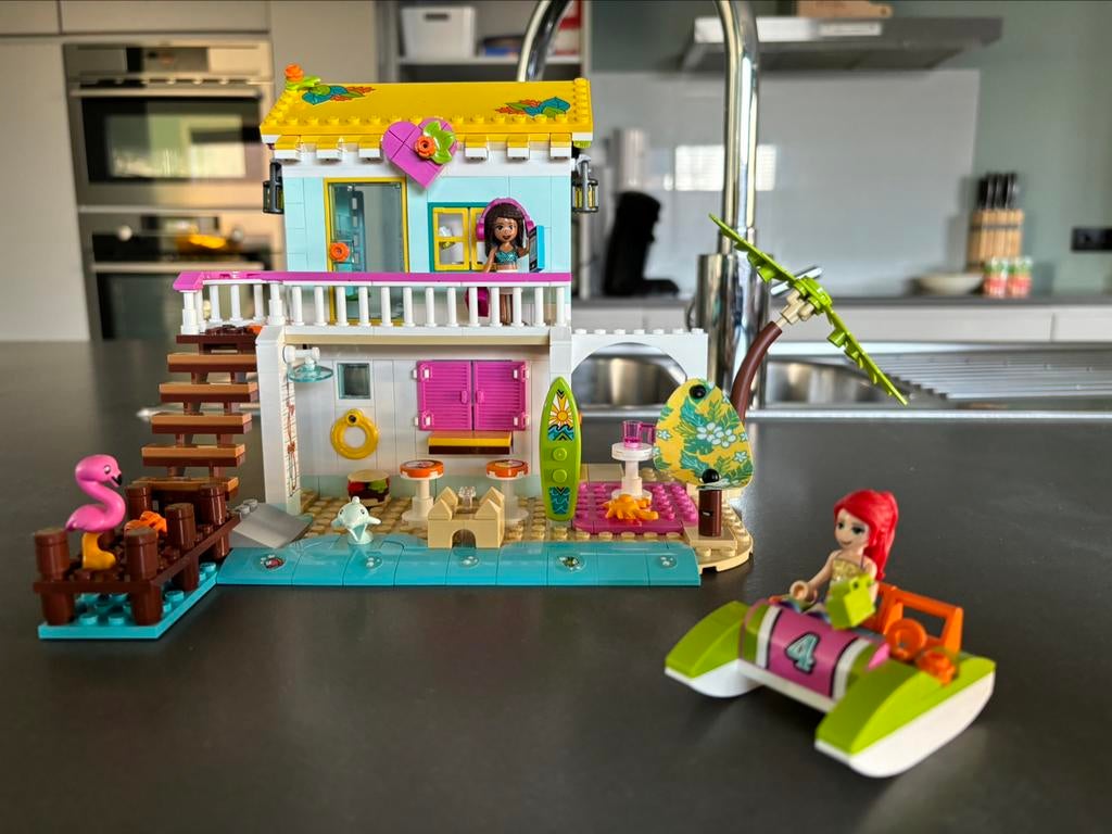 lego friends strandhuis 41428 met doos, Ophalen of Verzenden, Zo goed als nieuw, Complete set, Lego