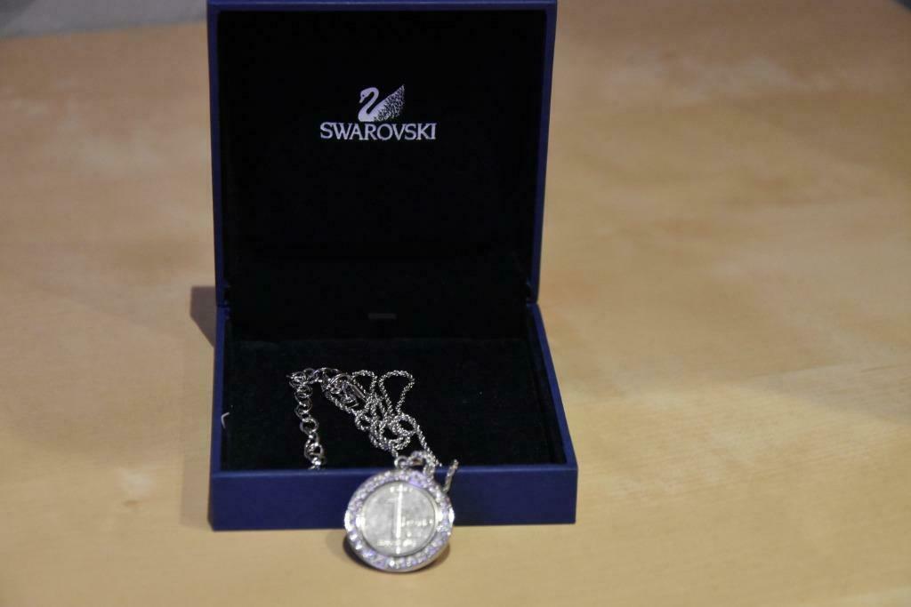 Collier avec pendentif pièce de 1 franc belge Swarovski, Ophalen, Zo goed als nieuw, Met hanger