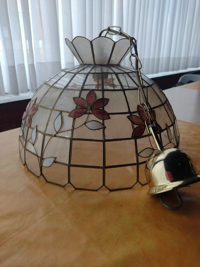 Lampe à suspendre vitraux cuivre, Enlèvement