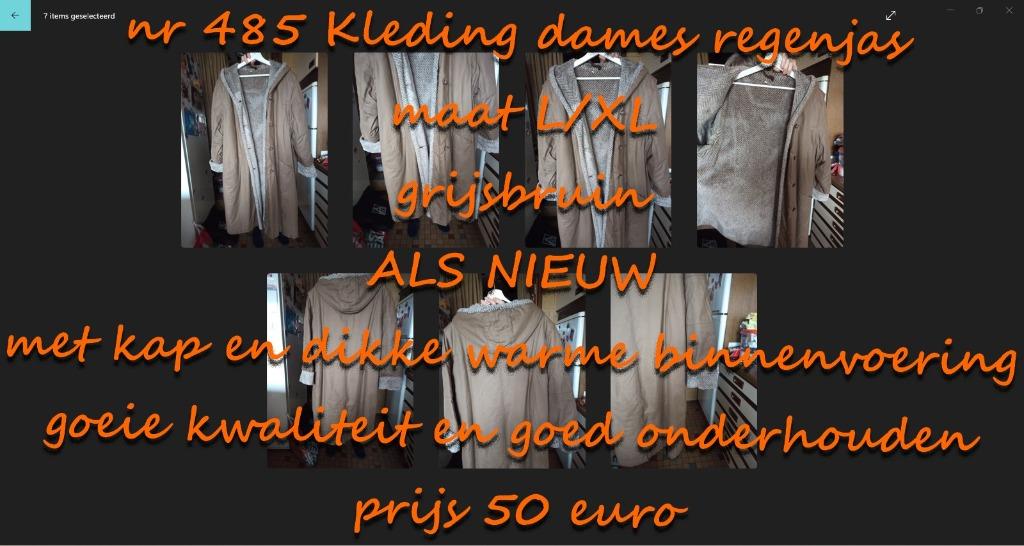 485. Kleding dames regenjas, maat l/xl , als nieuw, Maat 42/44 (L), Zo goed als nieuw, Grijs, Ophalen