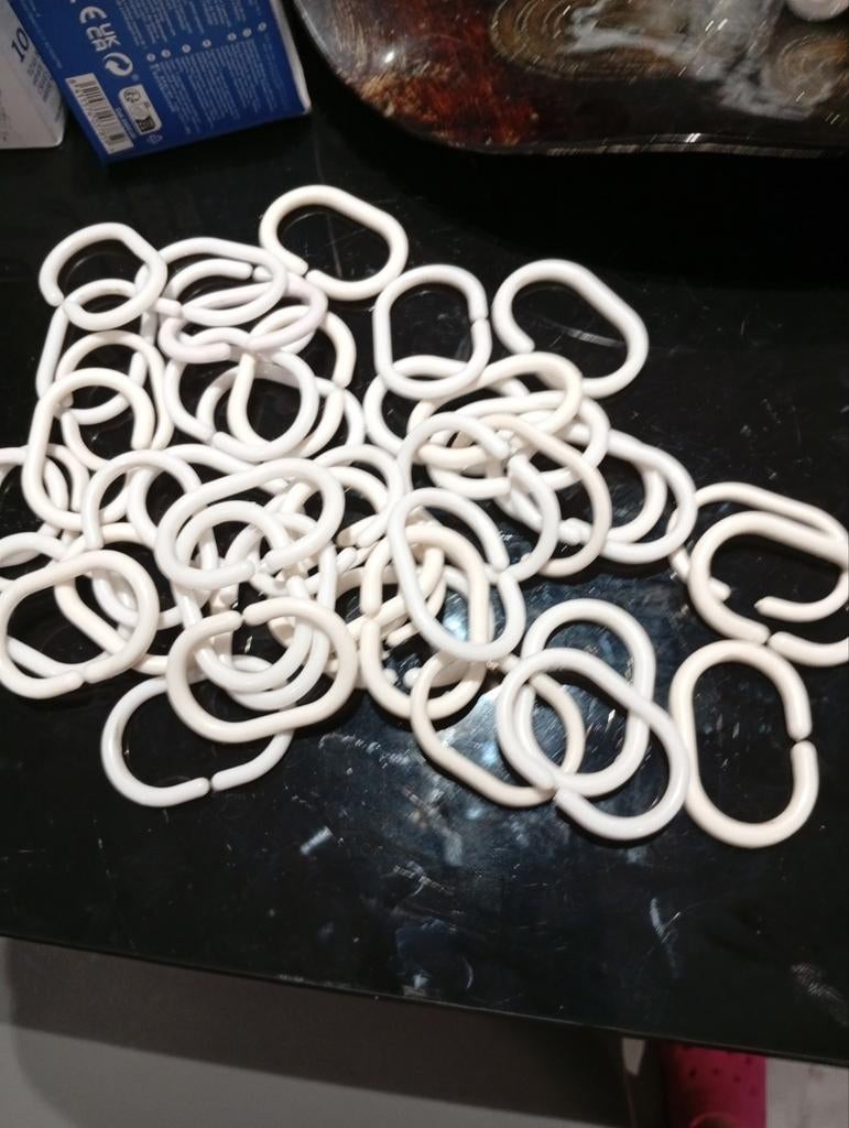 45 anneaux pour rideau de douche blanc, Comme neuf, Blanc
