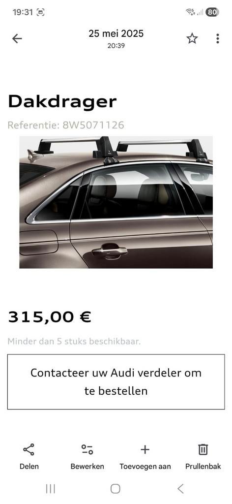 Audi Dakdragers, Auto diversen, Dakdragers, Ophalen, Zo goed als nieuw