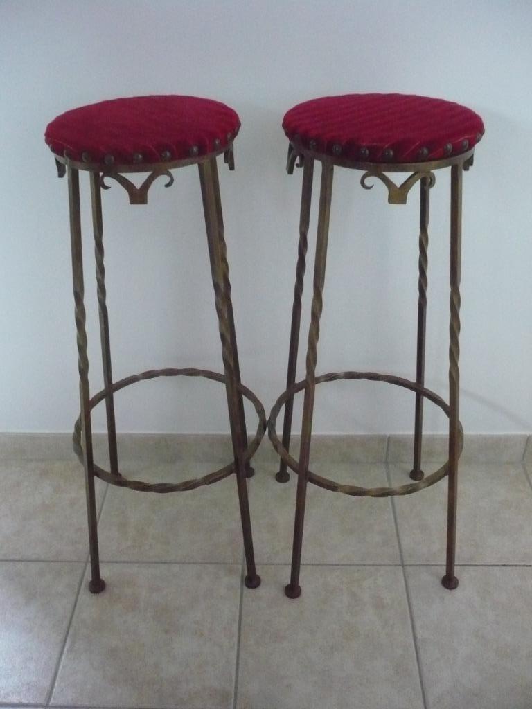 2 knappe vintage krukken / barkrukken, Ophalen, Gebruikt, 60 tot 90 cm, Metaal