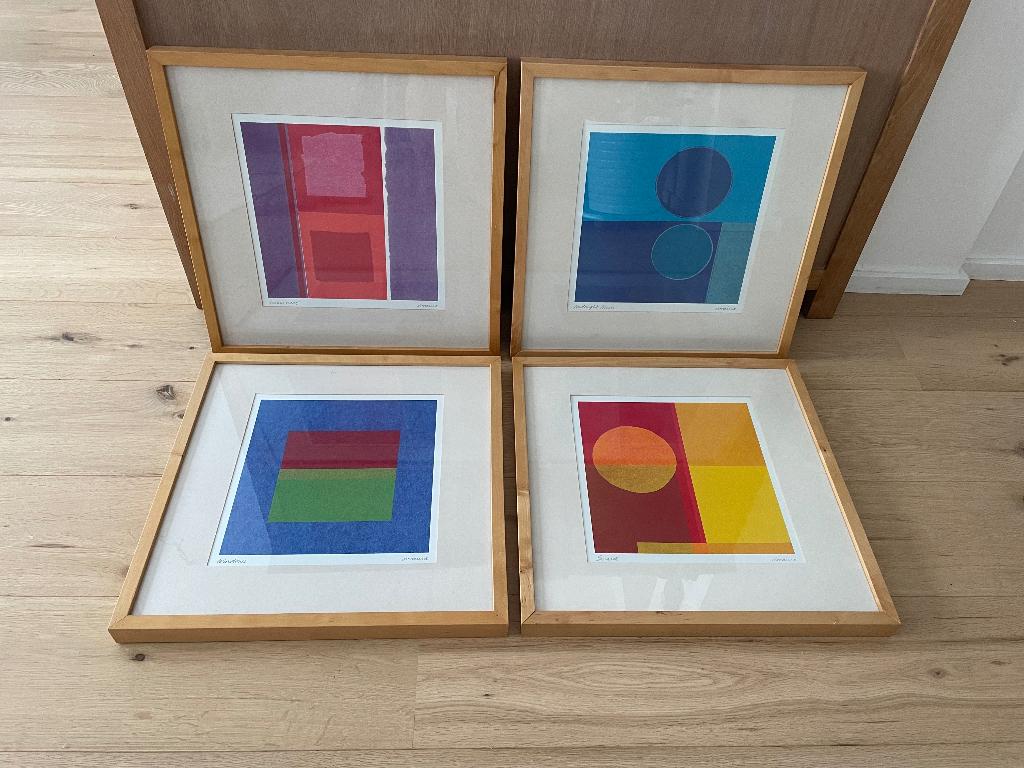 ensemble de 4 lithos abstraits originaux vintage IKEA Amaina, Enlèvement