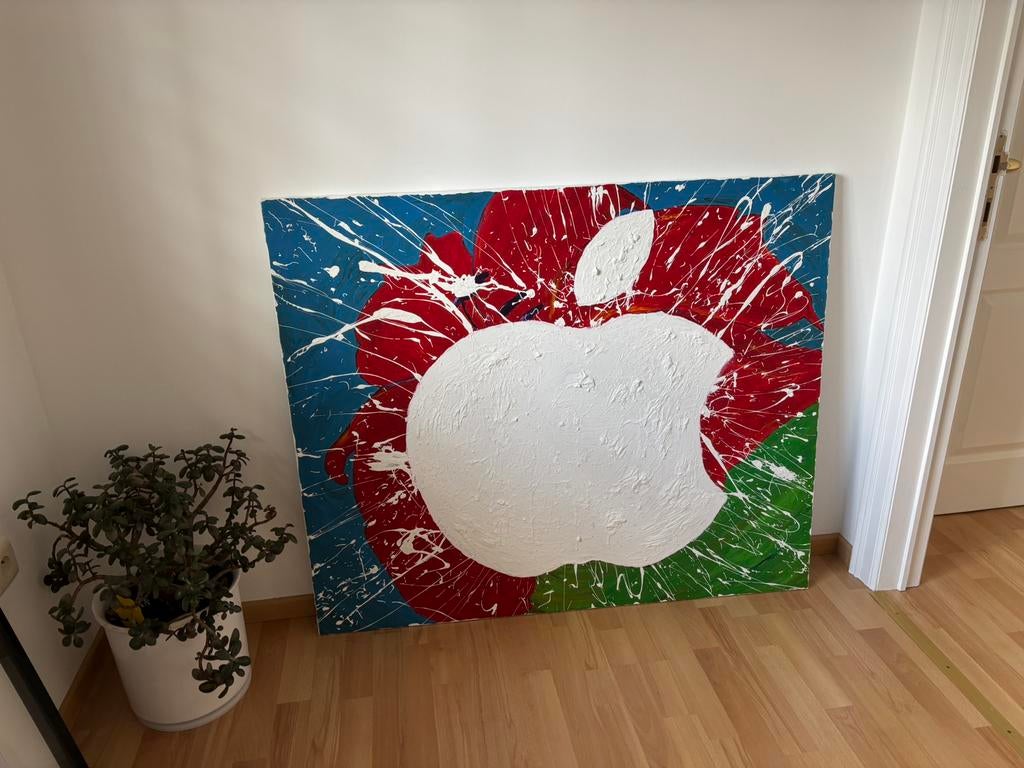 Prachtig Apple schilderij op doek ( 100x120), Ophalen, Zo goed als nieuw
