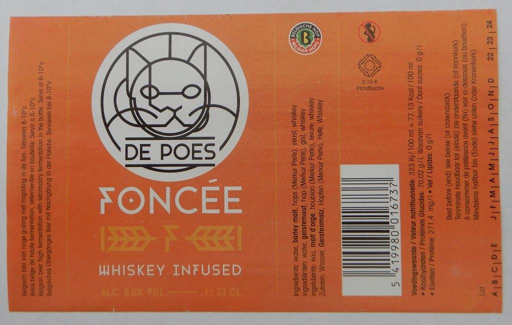 Étiquette de bière Foncée Whiskey infusée Bras De Poes 11i9, Envoi, Utilisé