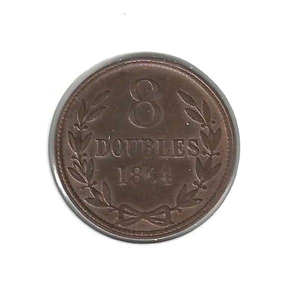Guernsey, 8 Doubles 1864, in medailleslag!, Ophalen of Verzenden, Overige landen, Losse munt