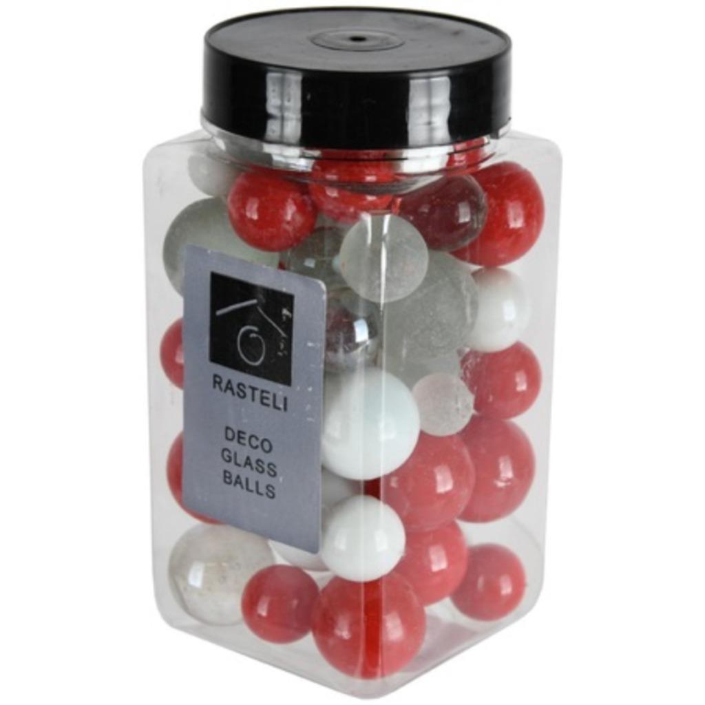 RASTELI Deco Glass Balls Wit/Rood, Ophalen of Verzenden, Nieuw, Rood