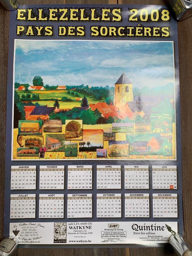 Ellezelles Kalender 2008, poster van het Land van de Heksen,, Verzenden, Jaarkalender, Zo goed als nieuw