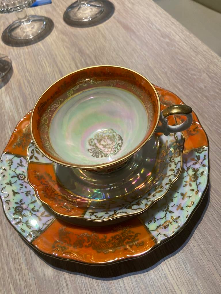 service à thé allemand vintage porcelaine en trois pièces,, Antiquités & Art, Antiquités | Services (vaisselle) pièces, Enlèvement ou Envoi