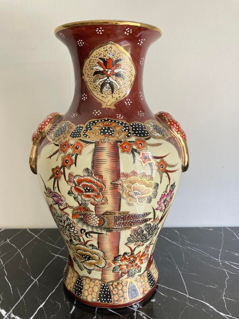 Vintage Chinees Japans Oosterse Satsuma vaas , hoogte 35 cm, Ophalen of Verzenden