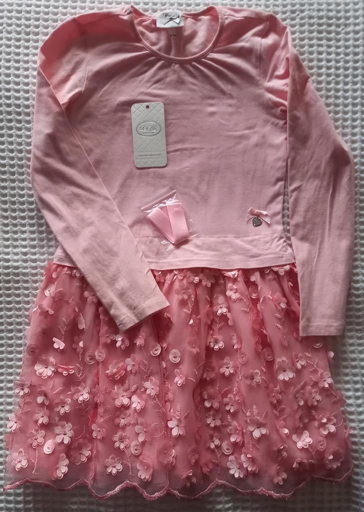 Roze jurk bloemenvoile Le Chic maat 140, Meisje, Le Chic, Ophalen of Verzenden, Zo goed als nieuw