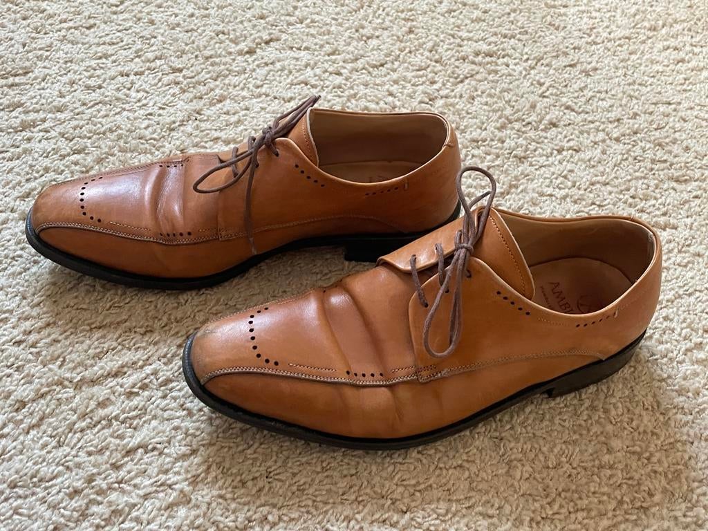 Bruine leren schoenen van Ambiorix - maat 40, Kleding | Heren, Schoenen, Ambiorix, Bruin, Ophalen of Verzenden, Gedragen