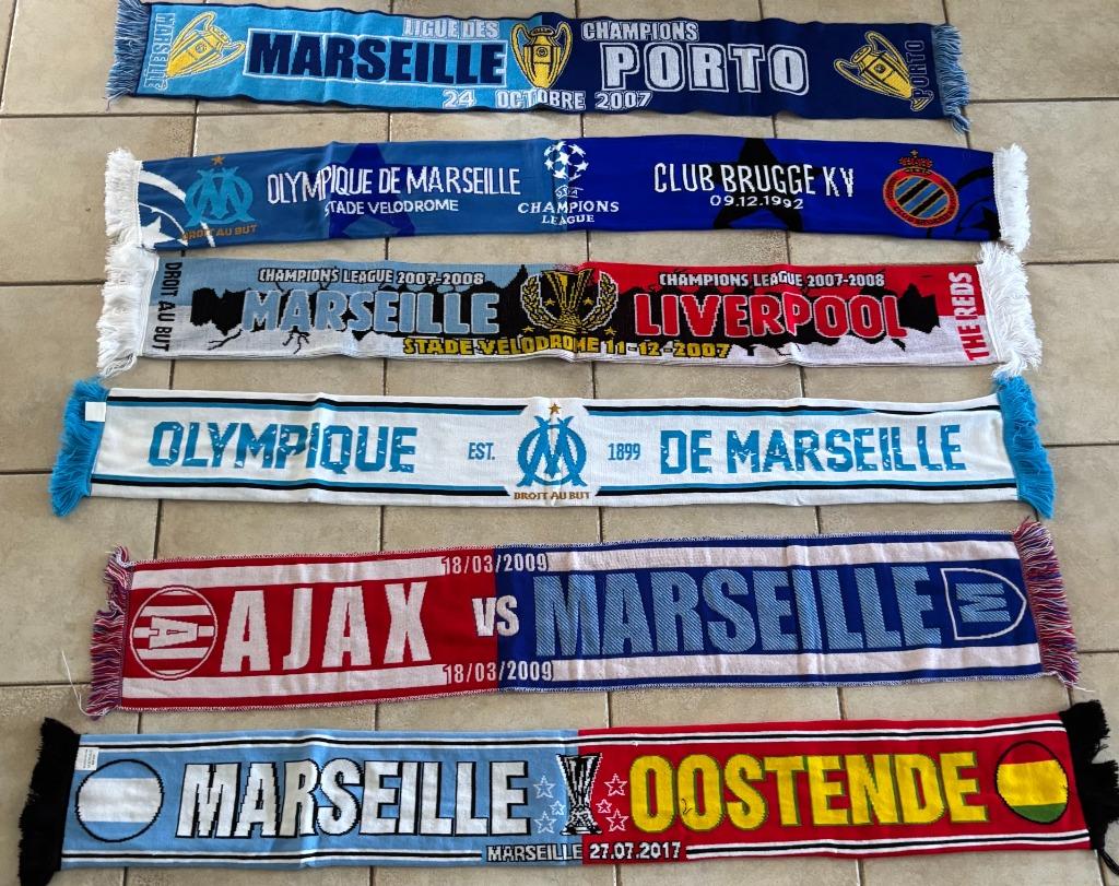 Lot de foulards Olympique de Marseille (6 pièces), Envoi, Utilisé, Fanion ou Écharpe